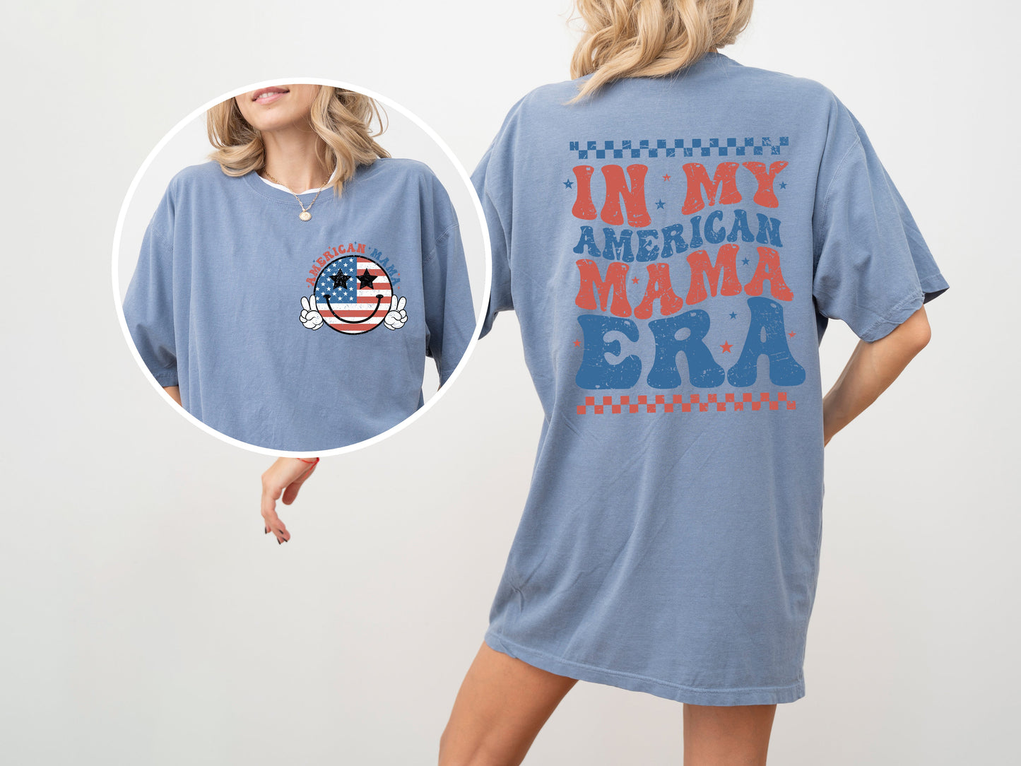 In My American Mama Era, Retro, Independence Day, America, USA, 4th of July, Fourth of July, Patriotic Tshirt Comfort Colors T-Shirt